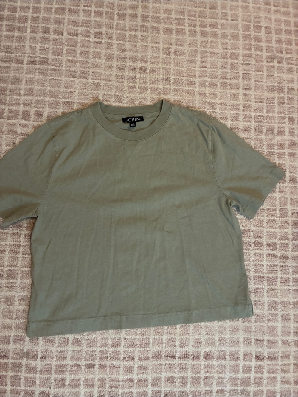 J. Crew NWT Relaxed premium-weight cropped T-shirt khaki sage new